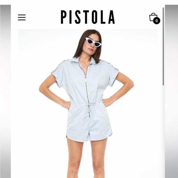PISTOLA Sky Blue Zip Romper - Picture 1 of 5